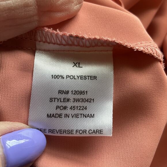 Olive & Oak Coral Long Sleeve Front Pockets Button Down Collared Blouse XL - Picture 4 of 6